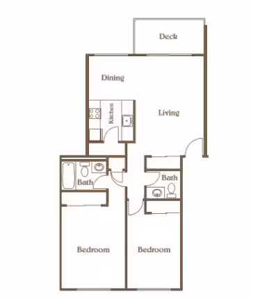 Two Bedroom-1.25 Bath D102 floor plan